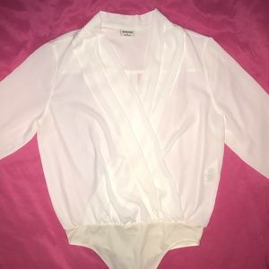 Saks Fifth Avenue White Wrap Bodysuit